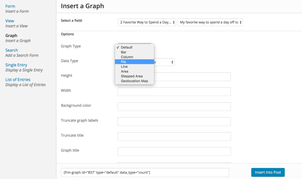 insert poll graph using shortcode builder