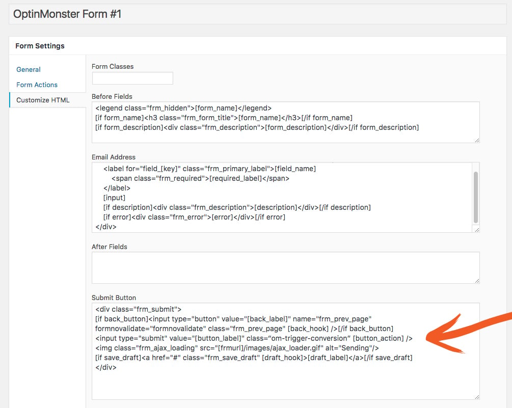 OptinMonster and Formidable Forms Integration om-trigger-conversion CSS class