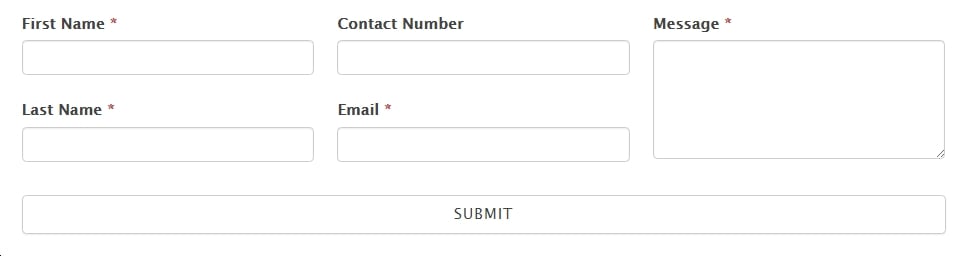 Customized form from contact form template