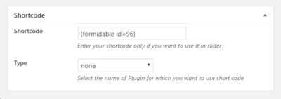 Add contact form shortcode into the slider