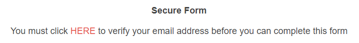 email verification form message