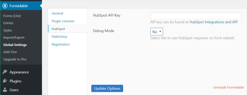 hubspot global settings