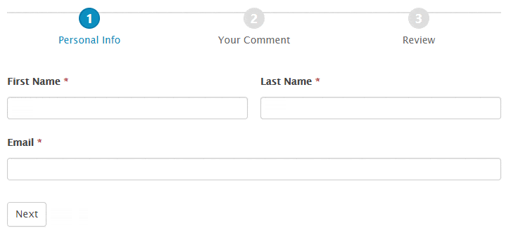 Forms Summary page in a multi-step form with progress bar