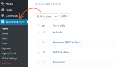 White Label Form Builder - Formidable Forms