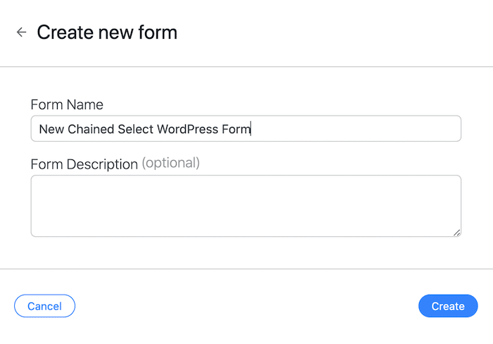 Creating a new chained select WordPress form with Formidable Forms.