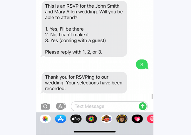 rsvp text message sample