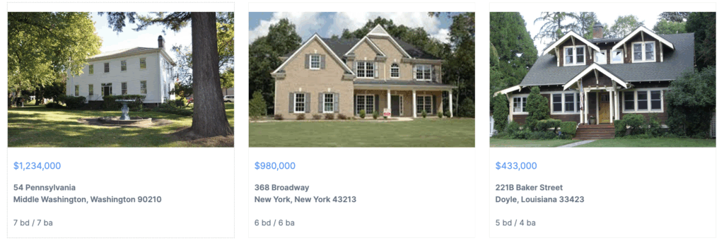 real estate grid view layout