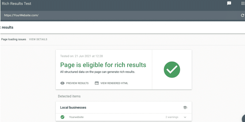 Schema markup rich results