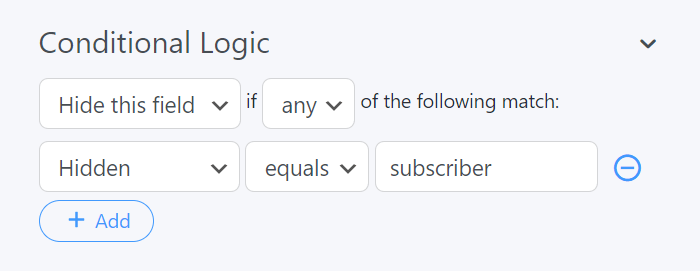 The settings for a user restricted field for WordPress restrict access