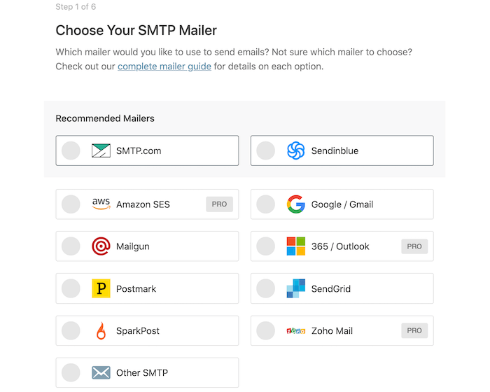 Choose SMTP for a Mailgun subscribe form