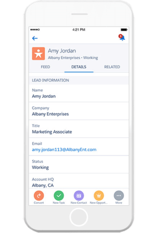 Lead tracking in Salesforce app
