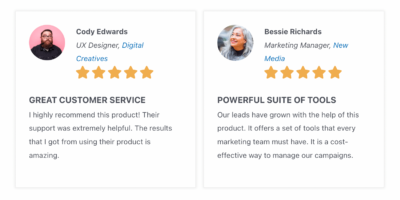 Testimonials card Template