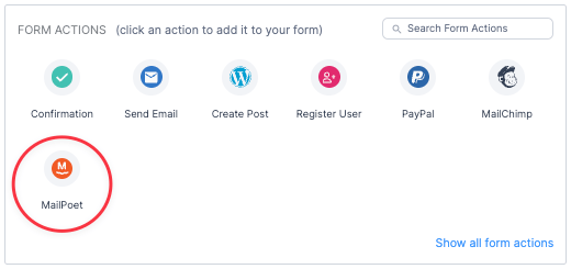MailPoet Form Action