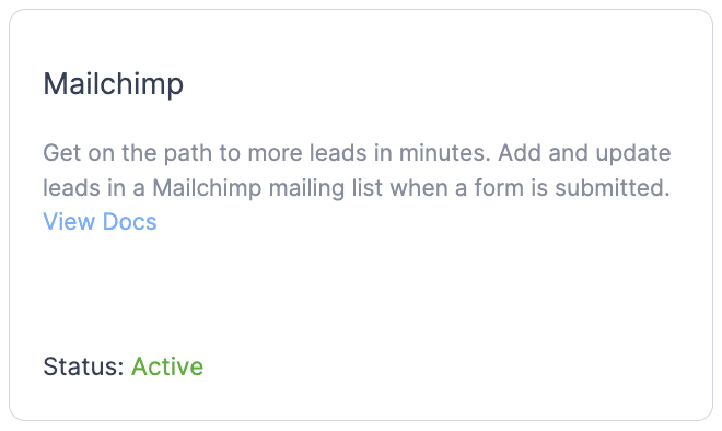 Mailchimp add-on