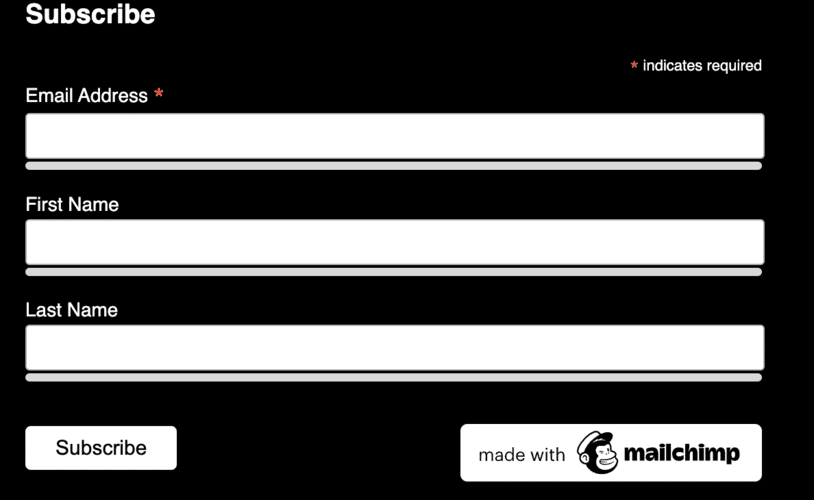 Mailchimp submit button example