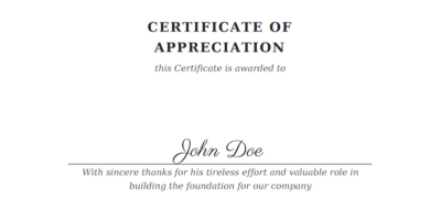 Certificate of appreciation Template