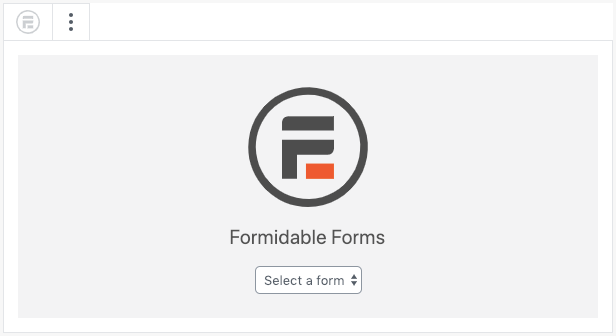 Formidable's WordPress block to add a form