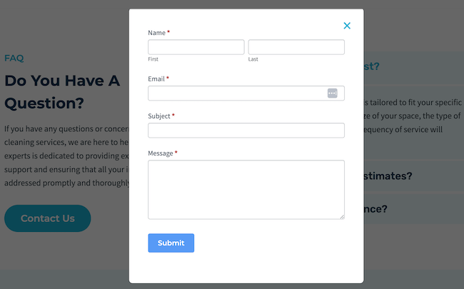 Bootstrap modal popup contact form example.