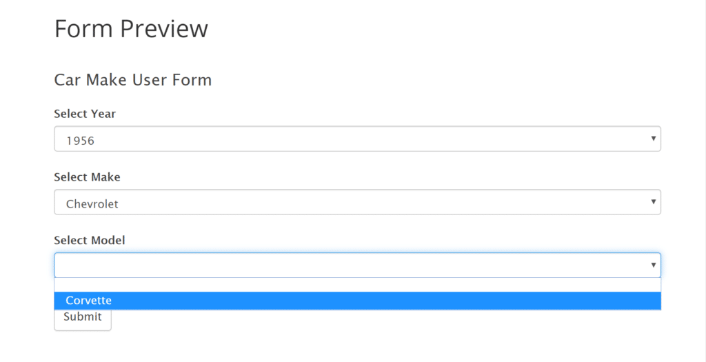 Car form preview