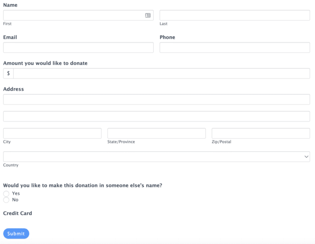 WordPress Stripe donation form example