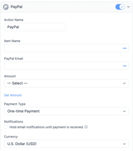 PayPal Formidable Forms Form Settings