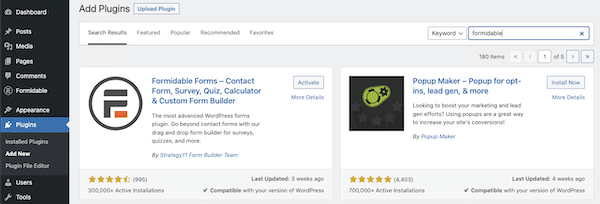 Formidable Forms free payment plugin