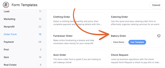 Bakery order form price calculator template