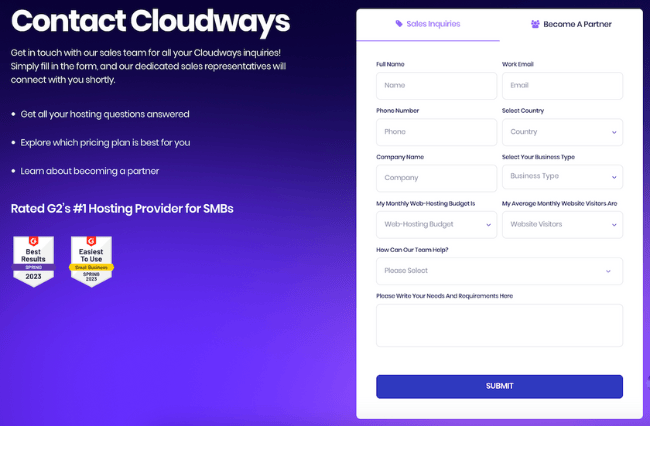 Cloudways contact form example