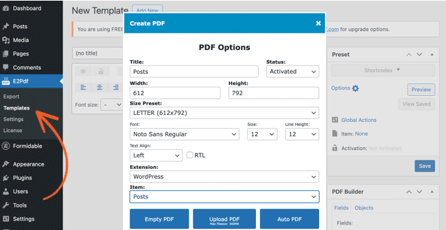 Create WordPress print to PDF template for blog posts or pages