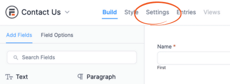 Formidable's settings tab