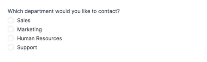 Radio button field in contact form