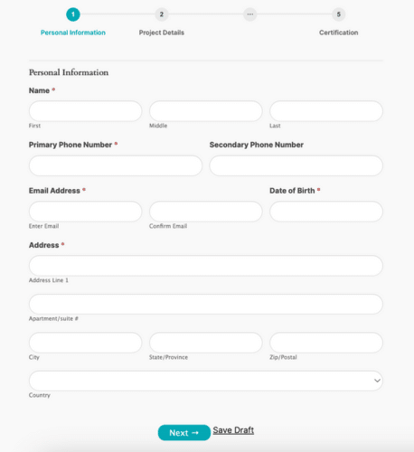 The Save and Continue feature in Formidable Forms example