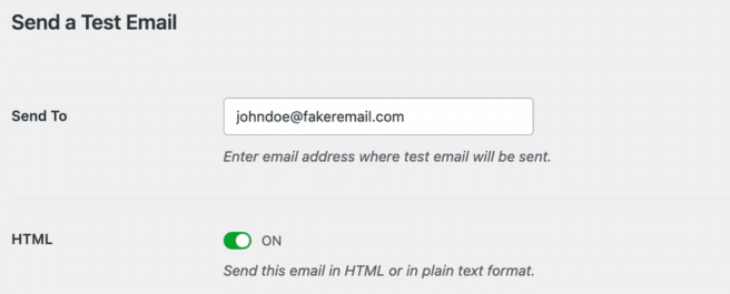 Test email page