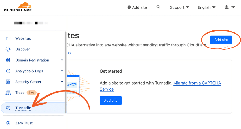 Cloudflare's Turnstile dashboard