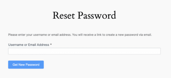 Example reset password page