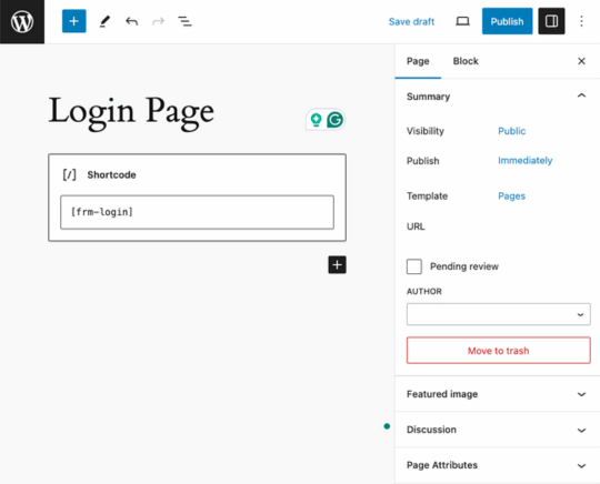 WordPress login page