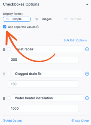 Separate values checkbox in Formidable Forms checkbox field