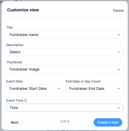 The calendar view settings