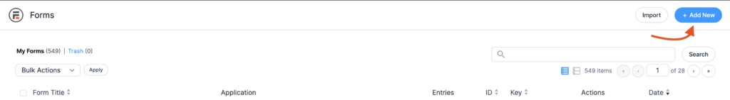 Add a New Form Button in Formidable Forms