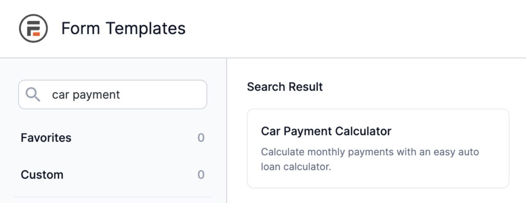 Formidable Forms - Car Payment Form Template