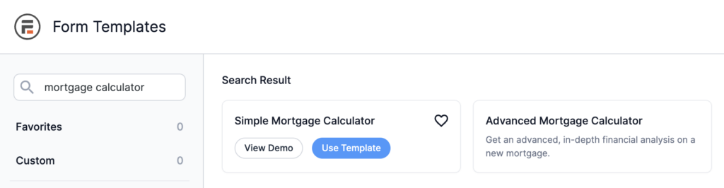 Formidable Forms Form Templates - Mortgage Calculator Templates