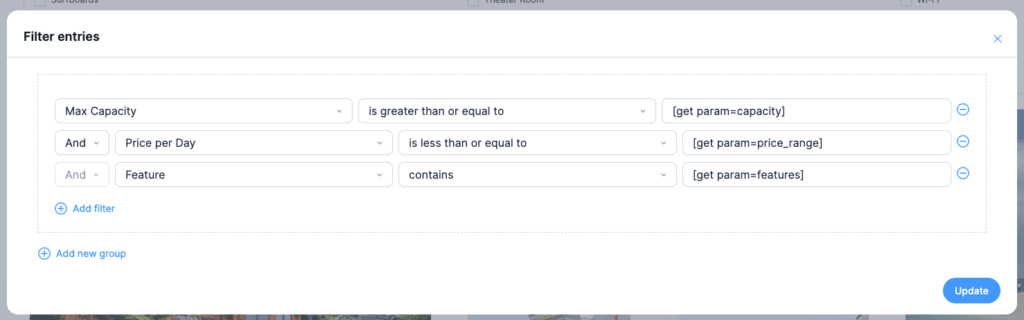 FF Booking Application - Book a Vacation Home Filters