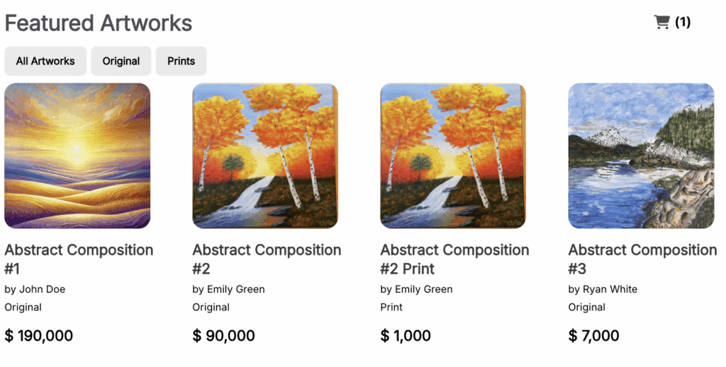WordPress Artist Gallery Plugin Template - Formidable Forms Web App Builder Example