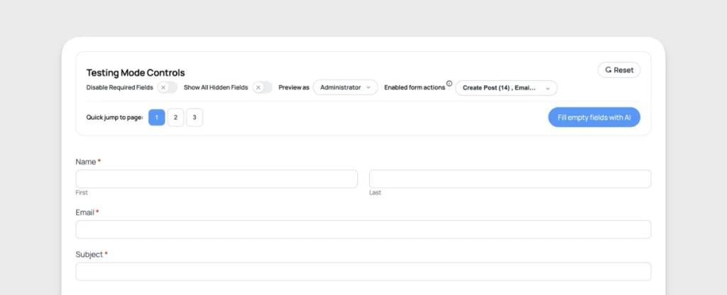WordPress Form Testing - Formidable Forms Test Mode Controls