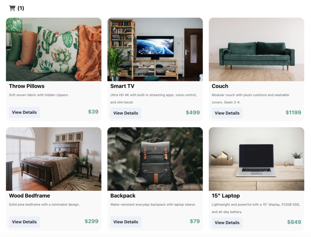 WordPress Shopping Card Plugin Template - Formidable Forms Web App Builder Example