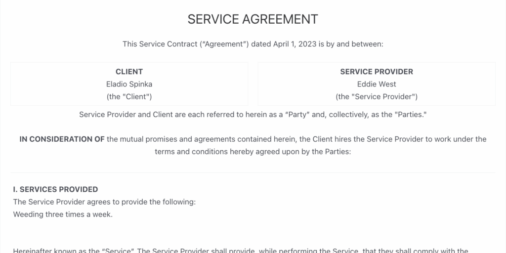 Contract Agreement - Formidable Forms Web App Builder Example