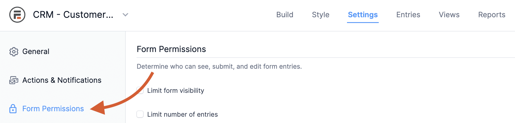 Formidable Forms Form Permissions - Settings and Options