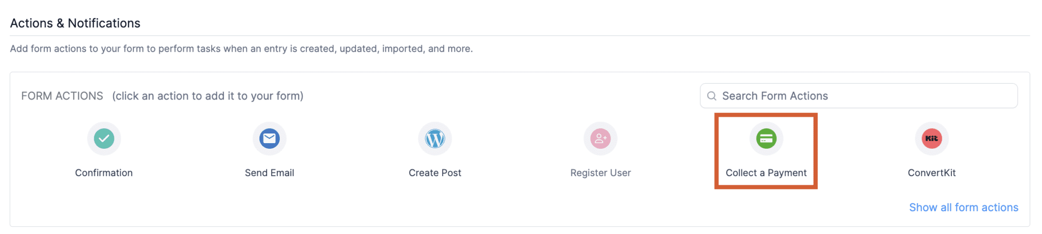 Formidable Forms Collect a Payment Action