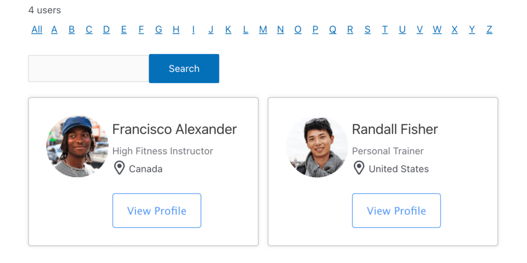WordPress Member Directory Plugin Template - Formidable Forms Web App Builder Example
