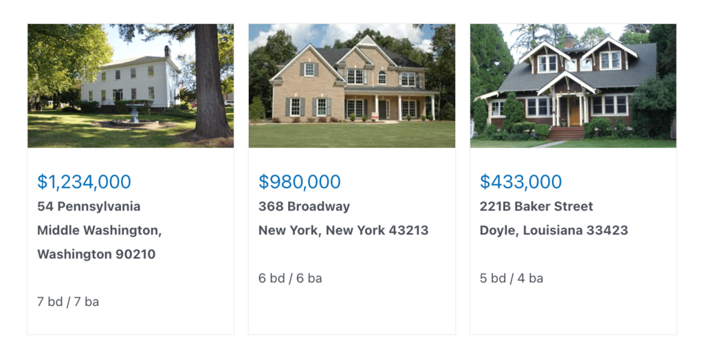 WordPress Real Estate Listings Plugin Template - Formidable Forms Web App Builder Example